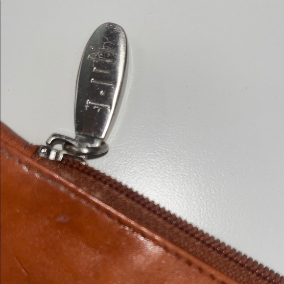 J Jill Brown Leather Wristlet Clutch/ one size preowned - Picture 4 of 11